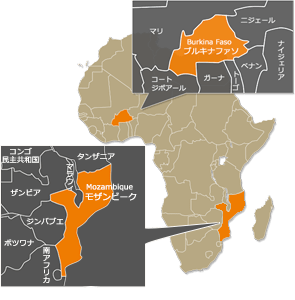 モザンビーク・ブルキナファソ地図